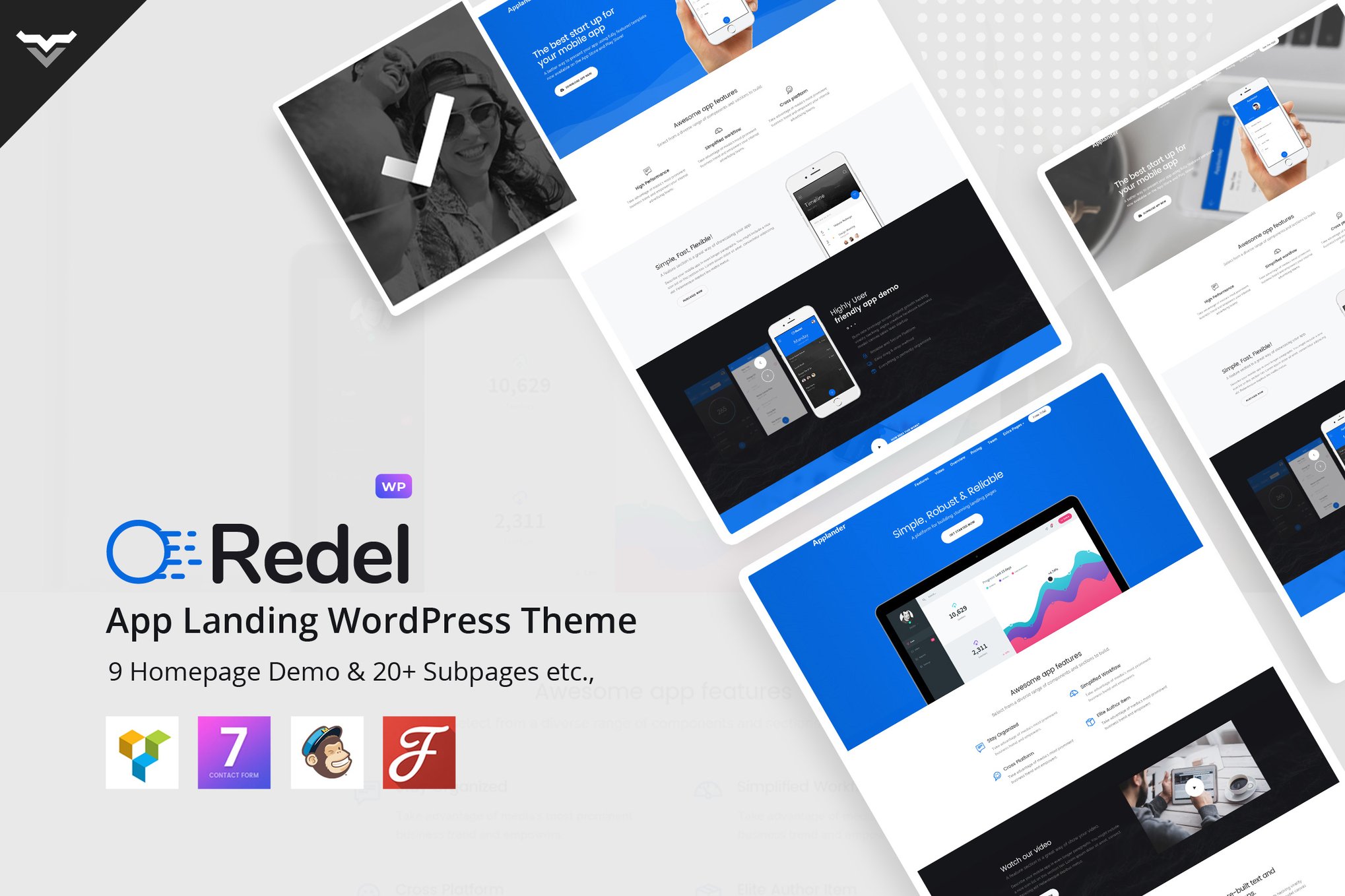 Redel – Responsive App Landing WordPress Theme