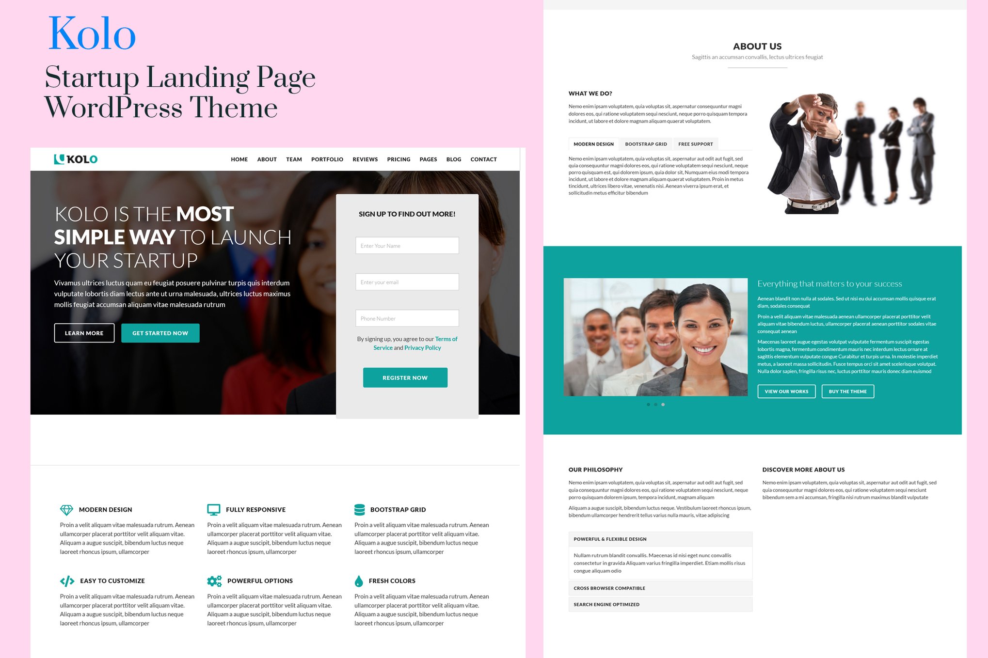 Kolo – Startup Landing Page WordPress Theme