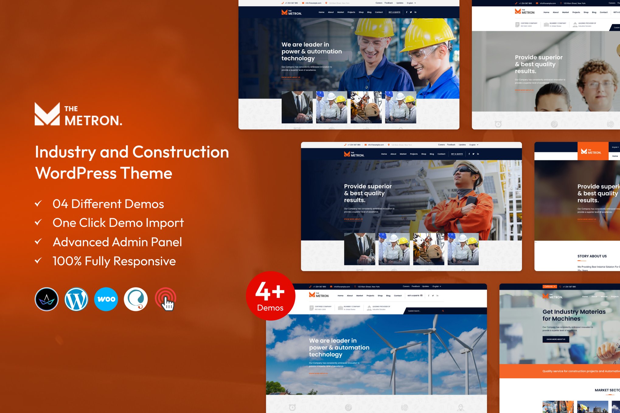 Metron – Tema WordPress para Indústria e Construção